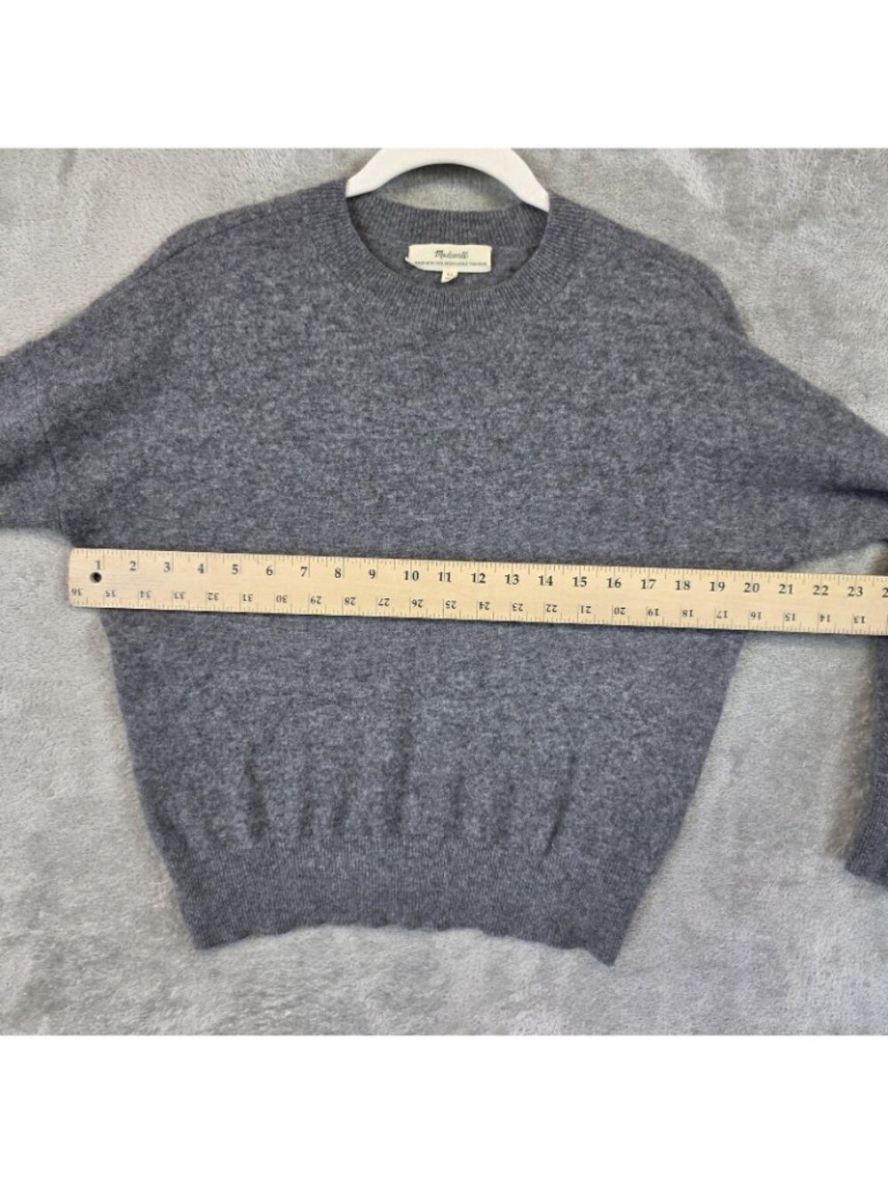 Madewell Sweater Womens XS Gray 100% Cashmere Crew Neck Pullover Long Sleeve - Picture 8 of 10